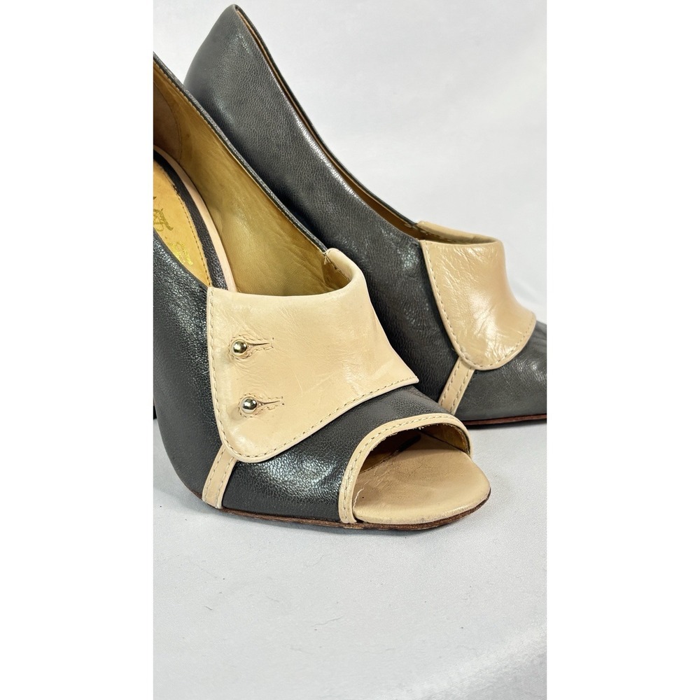 L.A.M.B Randolph Leather Pink And Gray Peep Toe Stiletto Pump Heels US Size 8 - Picture 5 of 11